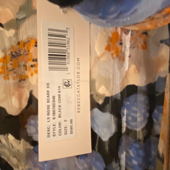 Rebecca Taylor BLUSH ROSE TIE NECK CLIP DRESS - Picture 6 of 6